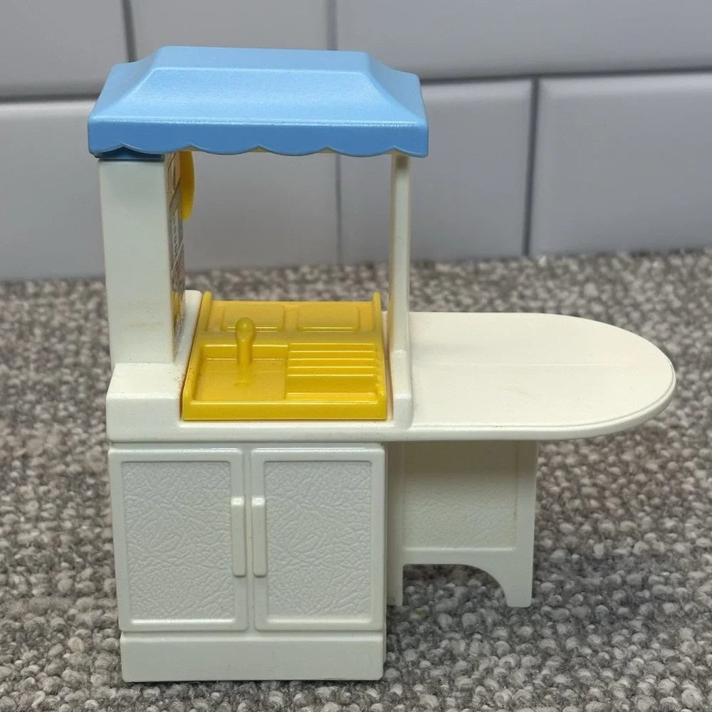 Little Tikes Dollhouse Party Kitchen VTG Collectible‎ White Blue Yellow